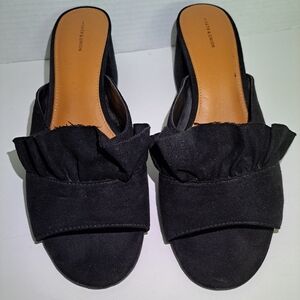 14th & Union Black Ruffle Block Heel Mules Size 10M.